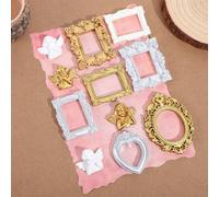Qianyu 11 Pcs Vintage Mini Picture Frames Small Baroque Antique Resin Jewelry Frame Miniature Rectangle Display Table Wall Hanging Frames DIY Photo Holiday Party Wedding Decoration for Christmas