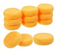 Qianyu 12 PCS Pottery Sponges Round Cleaning Sponge High Elasticity Clay Sponges Water Absorption Soap Sponges Soft Yellow Artists Sponge for Kitchen Shoes Leather Care Painting