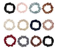 Qianyu 12 Pcs Satin Elastic Hair Bands Comfortable Soft Silk Hair Scrunchies Skinny Hair Ties No Damage Ropes Elastics Hair Accessories Teen Girl Gifts Trendy Stuff Silk Ponytail Holder
