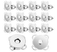 Qianyu 12 Sets Magnetic Coat Buttons Snaps Clasps Fasteners Kit Invisible Hide Sewing Button Leather Snap Closure for Sewing Craft Purses Handbags Windbreaker Shipment Suitcase Bag (Silver)