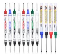 Qianyu 12pcs Long Head Deep Hole Marker Pens 20mm Dual Tip Long Nib Nose Reach Permanent Marker Waterproof Construction Carpenter Ink Marking Tool for Wood Metal Glass Concrete Steel Tile DIY Project
