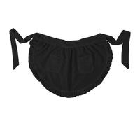 Qianyu 1Pc Half Waist Apron with Pockets for Women Adjustable Cute Vintage Ruffle French Maid Waitress Kitchen Apron for Kitchen Cooking Baking Bistro Restaurant Coffee Shop Cosplay Accessories(Black)