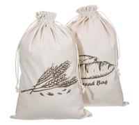 Qianyu 2 Pack Linen Bread Bags Reusable Loaf Storage Natural Large Storage Bags for Artisan Sourdough Homemade Bread Container 17.5 ×11.5 Inches