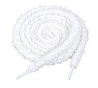 Qianyu 2 Pairs Fuzzy Flat Shoe Laces Soft White Plush Thick Shoelaces Replacement Fluffy Bread Shoe Strings 0.39 Inch Wide Elastic Shoestrings Laces for Sneakers Casual Shoes Boot Women Men