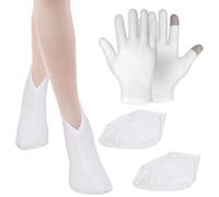 Qianyu 2 Pairs Moisturizing Gloves Socks Set Spa Foot Enhancing Cotton Lotion Moisturizing Touch Screen Socks Repair Rough Cracked Dry Chapped Skin for Women Men Breathable Work Glove Liners
