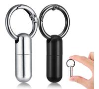 Qianyu 2 PCS Micro Keychain Pill Holder Small Pill Case Waterproof Medicine Organizer Tiny Pills Holder Bottle Portable Container with Keyring for Travel Outdoor Purse Pocket