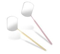 Qianyu 2 Pcs Square Round Lash Mirror Potable Extra Large Makeup Dental Mirror for False Eyelash Extension Supplies Multi-functional Light-weight Lash Examination Applicator Accessories