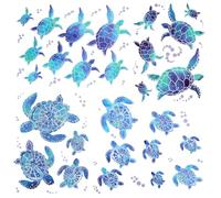 Qianyu 27Pcs Sea Turtle Wall Decals Decoration Bubbles Ocean Bathroom Decals Removable Waterproof Turtle Vinyl Wall Stickers for Kids Home Office Nursery Toilet Living Room Underwater Bathroom