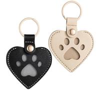 Qianyu 2Pcs Cat Dog Hair Storage Keychain Pet Memorial Keychain Heart Leather Fur Keepsake Locket Pet Hair Keychains Cat Dog Hairs Keepsake Keyring for Pets Lovers Bag Purse Charm Key Holder