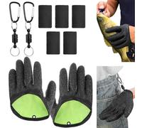 Qianyu 2Pcs Fishing Gloves with Magnet Release Ice Fish Handling Glove Professional Catch Fish Gloves Anti-Slip Textured Grip Palm Glove With Finger Cots for Men Women Catching Cleaning Accessories
