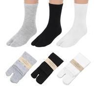 Qianyu 3 Pairs Japan Tabi Socks Soft and Breathable Japanese Tabi Socks Black Elastic Tabi-Toe Sock White Grey Tabi-Sock for Men Women Flip Flop Geta Slipper Supplies