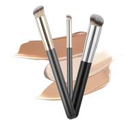 Qianyu 3 Pcs Foundation Contour Brush for Liquid Makeup Kabuki Brushes Under Eye Nose Contour Brush for Concealer Blending Liquid Cream Powder Cosmetics Setting Buffing Stippling Concealer
