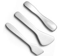Qianyu 3 Pcs Mini Metal Makeup Spatulas Makeup Skincare Spoon Applicator Facial Cosmetic Massage Reusable Beauty Accessories Tools for Mixing Sampling Plant Masks Creams Eye Essences