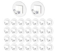 Qianyu 30 Pcs Adhesive Wall Hooks Heavy Duty Clear Sticky Hangers Waterproof Seamless Transparent Acrylic Utility Hook Without Nails for Hanging Towel Kitchen Utensils Bathroom Office