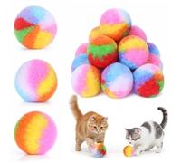 Qianyu 30 Pcs Soft Plush Cat Ball, 1.8 inch Rainbow Colorful Kitty Fuzzy Puff Pom Pom Balls Fun Kitten Quiet Play Kicker Exercise Chasing Toys for Pet Interactive