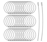 Qianyu 35 Pcs 5.9 Inch Wire Keychain Cable Large Braided Steel Key Ring Keeper Silver Twist Barrel Stainless Steel Screw Loops Holder for Outdoor Hiking Hanging Heavy Duty Luggage ID Tags