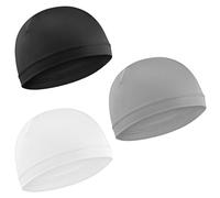 Qianyu 3pcs Cooling Skull Caps Helmet Liner Sweat Wicking Thermal Running Beanie Stretchy Cycling Skull Caps Lightweight for Men Women (UK, Alpha, One Size, Black; Light Grey; White)
