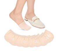 Qianyu 4 Pairs Women Toe Topper Socks No Show Liner Half Socks Hidden Grip Sock Soft Invisible Toe Covers (UK, Alpha, M, L, Regular, Regular, 8, Skin color)