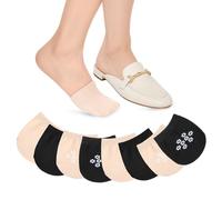 Qianyu 4 Pairs Women Toe Topper Socks No Show Liner Half Socks Hidden Grip Sock Soft Invisible Toe Covers Breathable Seamless Mule Sock for Slippers Flats High Heel