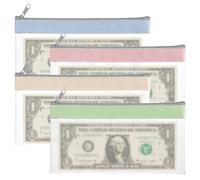 Qianyu 4 Pcs Transparent Envelopes Bag Money Bags With Zipper Plastic Bank Deposit Coin Pouch 8 x 4 inch Clear Pouch Multi-Purpose Check Wallet for Men Women Collectors Invoices Organizing