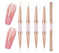 Qianyu 4pcs Nail Art Brushes, Double Ended Super Fine Liner Striper Brush Kit 5/7/9/11mm French Tip UV Gel Polish Art Drawing Painting Design Pen for Elongated Long Thin Lines Precise Details