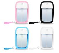 Qianyu 4PCS Reusable 50 ML Card Spray Bottle Portable Moisturizing Sprayer Box Card Design Empty Bottles with Hook Refillable Perfume Atomizer Vials for Cosmetic (white,sky blue,black,light pink)