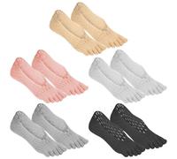 Qianyu 5 Pairs Bunion Relief Socks for Women Toe Separator Align Toe Socks No Show Low Cut Five Finger Compression Sock Gel Tab Athletic Breathable Sock for Women