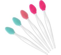 Qianyu 5 Pcs Silicone Exfoliating Lip Brush Double-sided Soft Lip Brush Nose Blackhead Clean Lip Scrubber Tool Daily Cleansing Lip Scrub Brushes for Men Women Dark and Chap Lips (Set 2)