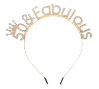 Qianyu 50th Birthday Headbands for Women Glitter Happy Birthday Tiara Fabulous Rhinestone Headband Decoration Gold Birthday Crown Hat for Sweet Party Supplies Halloween Christmas Accessories