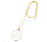 Qianyu 5X Magnifier Necklace Pendant Lens Glass Magnifier Monocle Portable Pocket Reading Loupe Monocle with Chain Necklace for Reading Newspaper Map Jewelry Crafts Needlework Zooming