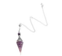 Qianyu 6 Faceted Hexagonal Pointed Cone Resin Pendants Healing Spiritual Amethyst Quartz Crystal Pendulums Reiki Gemstone Chips Stones Witchcraft Energy Balancing Accessories Divination Dowsing Tools