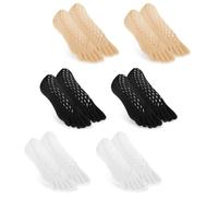 Qianyu 6 Pair Compression Toe Separator Socks for Women Low Cut Liner Five Finger Socks Bunion Toe Alignment Relief Sock Compression Full Athletic Breathable Thin Soft Non Slip Sock for Women Men