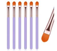 Qianyu 6 Pcs Flat Eye Shadow Primer Applicator Brush for Blending Concealer Makeup Concealer Eyeshadow Brow Brushes Liquid Shadows and Eye Primer Base Makeup Tool Concealing Imperfection(Purple Gold)