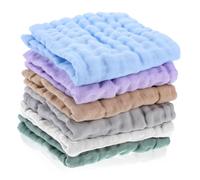 Qianyu 6 Pcs Muslin Washcloths for Baby Cotton Bath Wash Cloths for Babies Comfy Soft Absorbent Burp Cloths for Newborns Infants Kids Girls and Boys Multicolor for Unisex