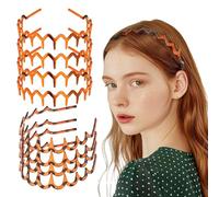 Qianyu 8 PCS Non Slip Plastic Headbands with Teeth Comb Black Skinny Hair Band Wavy Teeth Hairhoop Comfy Zig Zag Headbands Effortless Hairband Hair Accessories for Women Men (Brown, one size)