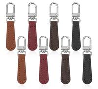 Qianyu 8 Pcs Zipper Pull Replacement Decorative Hook Style Leather Handle Detachable Zipper Repair Tab for Luggage Backpacks Suitcases Jackets Purses Clothing Handbags