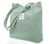 Qianyu Corduroy Tote Bag Reusable Large Capacity Grocery Shopping Cloth Bags Cute Utility Canvas School Shoulder Handbag with Inner Pocket and Magnetic Buckle for Work Travel Beach Gift Women Girls