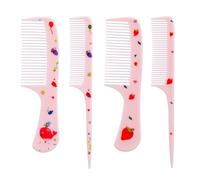 Qianyu Cute Toddler Hair Comb Set 4 Pcs Hair Brush Plastic Fine Tooth Rat Tail Combs Detangling Hair Comb Detangling Hair Combs for All Hair Types Women Girls Long Short Wet Dry Curly Straight Hair