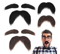 Qianyu Fake Mustache and Eyebrows Set Men Classic Halloween Self Adhesive Fake Beard Novelty Facial Realistic Mustaches for Cosplay Costume Festival Party