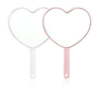 Qianyu Heart-Shaped Handheld Mirror Mini Makeup Mirrors with Handle Hangable Travel Cosmetic Hand Mirror Small Portable Heart Compact Mirror On the Go Gift for Women Girls Valentine's Day