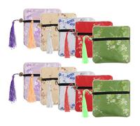Qianyu Jewelry Chinese Silk Style Purse Pouch Small Travel Jewelry Organizer Bag Box Multiple Colors Brocade Embroidered Bag for Wedding Birthday Party Earrings Necklace Bracelet Storage (10, Style 2)