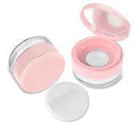 Qianyu Loose Powder Container with Puff Reusable Empty Powder Case Portable Powder Compact Case Capacity 20 ml Refillable Makeup Tool with Mirror and Elasticated Net Sifter
