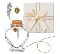 Qianyu Pet Memorial Bottle with Gift Box, Heart Shape Glass Jar Dog Cat Keepsake Pet Memorial Urn with Cork Top for Fur Hair Whiskers Ashes