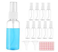 Qianyu Spray Bottles 2oz/50ml Clear Empty Fine Mist Plastic Mini Travel Bottle Set Small Refillable Liquid Containers 10 Pack with 2 Pcs Funnel 1 Pcs Labels for Essential Oils Travel Perfumes