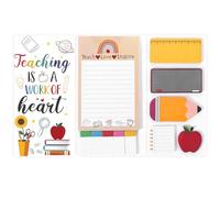 Qianyu Sticky Notes Set Strong Adhesive Note Pads Self-Sticky Notes Teaching is A Work of Heart Blackboard Writing Memo Pads Teacher Appreciation Gift for Home Office Notebook Daily