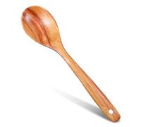 Qianyu Teak Wooden Spoons Natural Kitchen Utensils Wood Cooking Spoon Heat Resistant Meal Rice Scoop Wood Ladle Cutlery Tool for Serving Salad Stirring Non-Stick Cookware(Cooking Spoon)