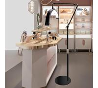 QIANYUANYY LED Flash Light, 3000-6000K Floor Standing Beauty Light with Phone Holder, Half Moon Light for Eyelash Extension, Skin Care, Eyebrows, Beauty Light Floor Standing (Black)