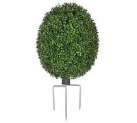 QIANYUN 26 Inch Artificial Boxwood Topiary Shrubs, UV Resistant Artificial Outdoor Flowers, Waterproof Oval-Shaped Fake Evergreen Bushes for Garden Front Porch Patio Indoor Use (1, 26")