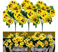 QIANYUN 8Pcs Artificial Flowers Imitation Pansy Silk Flowers Creative Home Furnishing Simulation Plant for Wedding Home Outdoor Party Decoration Size 30cm (Yellow 8pcs)