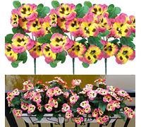 QIANYUN 8Pcs Artificial Flowers Imitation Pansy Silk Flowers Creative Home Furnishing Simulation Plant for Wedding Home Outdoor Party Decoration Size 30cm (Rose Red 8pcs)